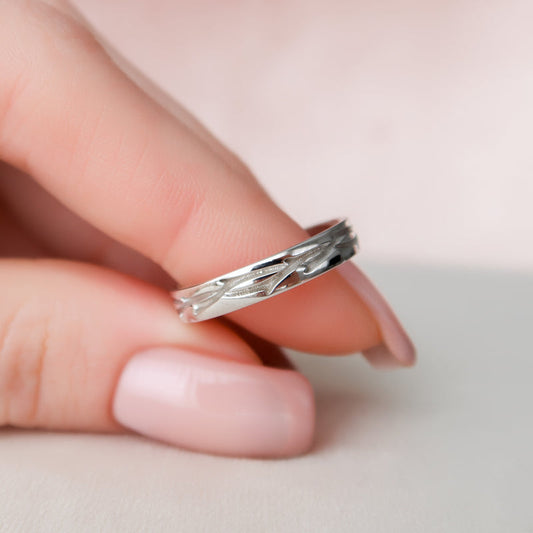 Solid White Gold Wedding Band