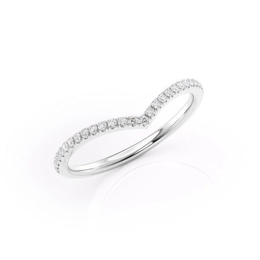 White Gold Curved Wedding Band For Women