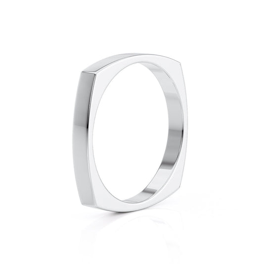 Square Edges Lucas White Gold Band