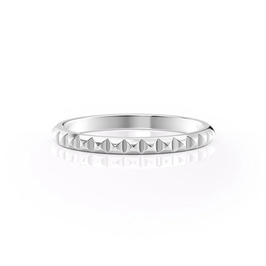 studded texture white Gold Wedding Band