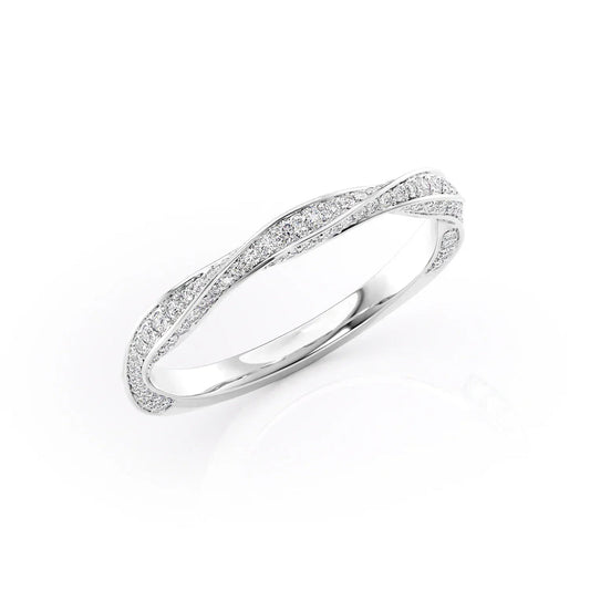 Twisted Round Diamond Wedding Band