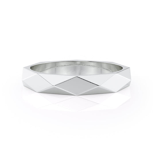 Unique Diamond Pattern Gold Wedding Band
