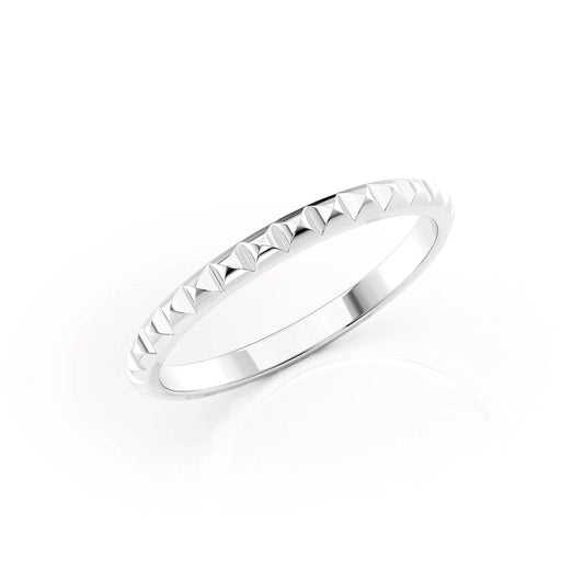 studded texture white Gold Wedding Band