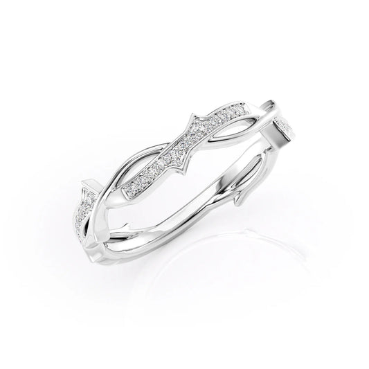 Unique Twig Round Cut Diamond Wedding Band