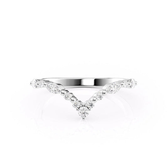 Round Cut Curved Gold Wedding Band
