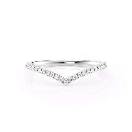 White Gold Curved Wedding Band For Women