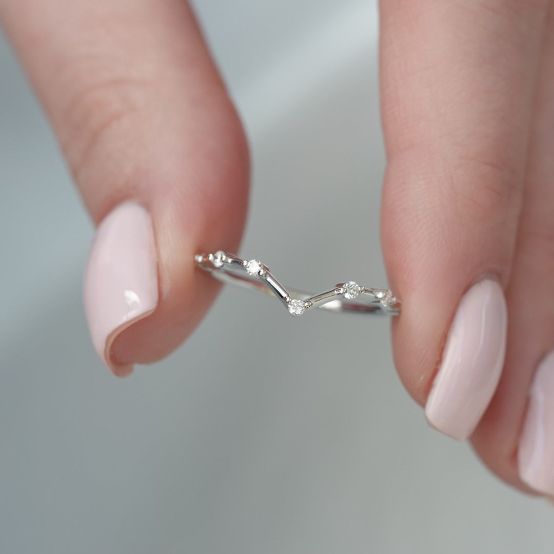 Curved White Gold Wedding Rings