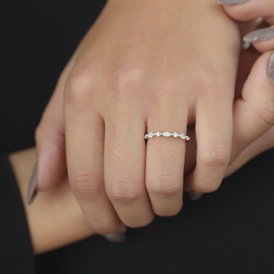 Round And Marquise Cut Diamond Wedding Band