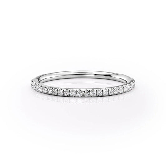 Half Eternity Wedding Band Round Diamond Stackable Matching Band