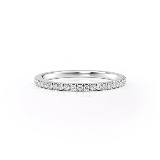 Round Lab Grown Diamond Band, Half Eternity Wedding Band