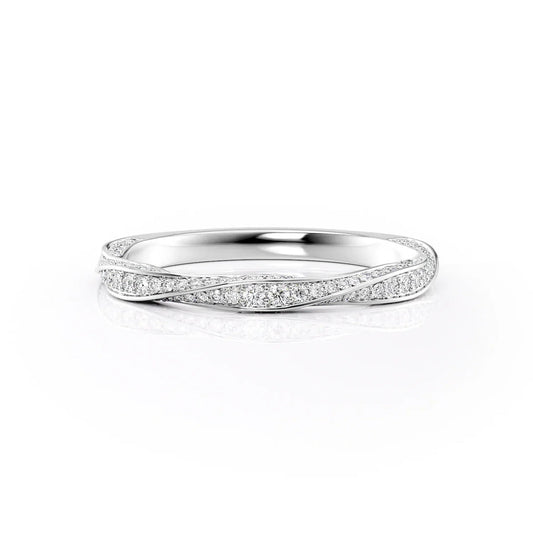 Twisted Round Diamond Wedding Band